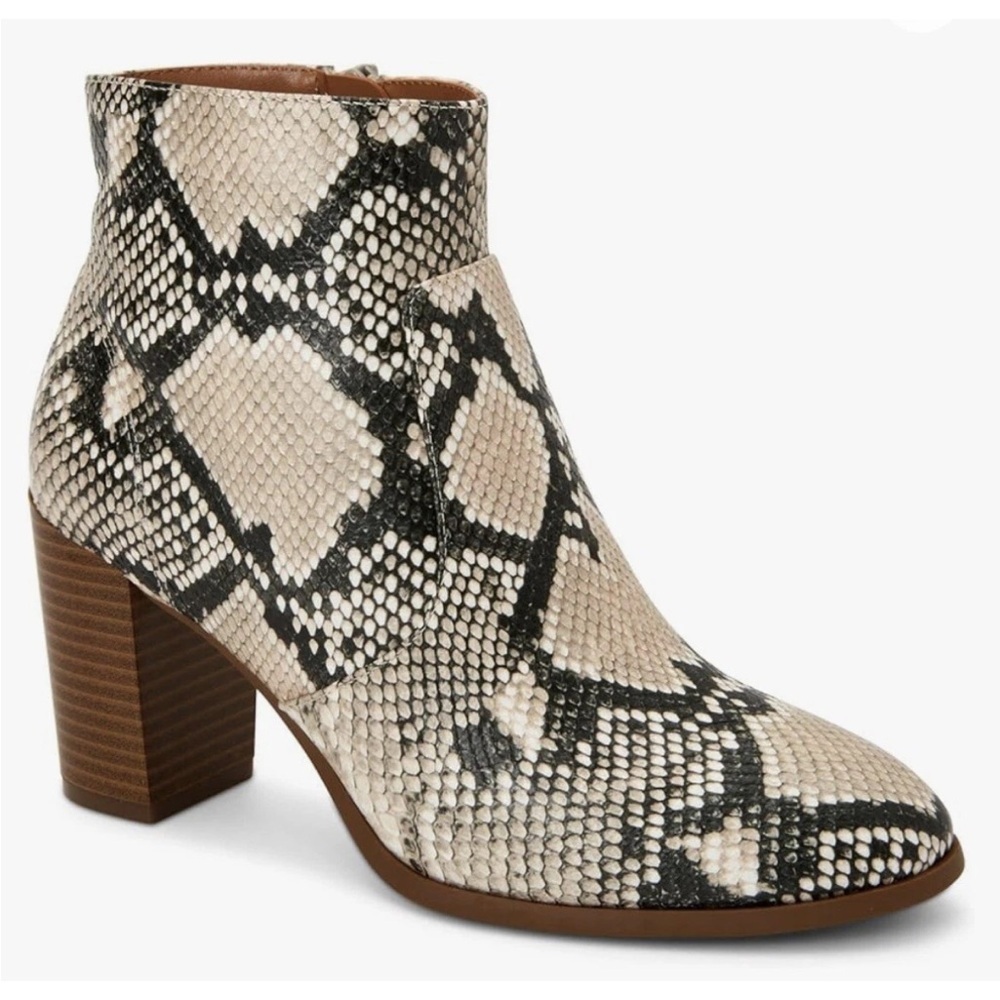 Style & Co Parinaa Snake Print Block Heel Ankle Booties Women’s 8.5M